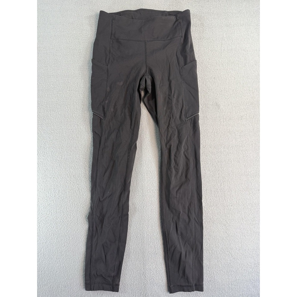 Lululemon Leggings Womens 4 Black High Rise Ankle Side Pockets Yoga Athletic